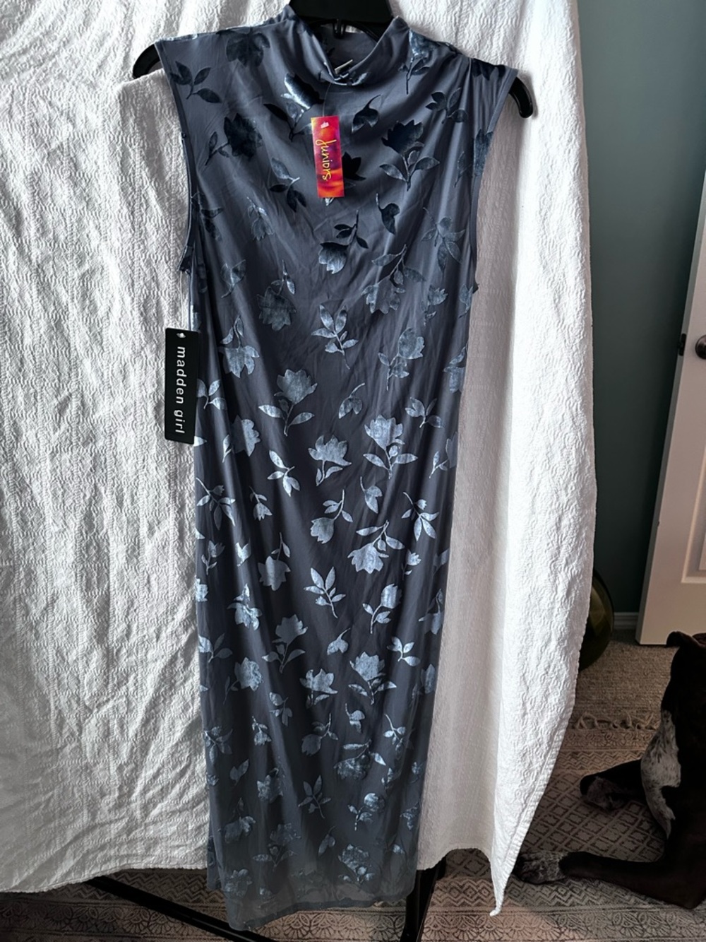 Madden Girl Slate Gray Floral Maxi Dress